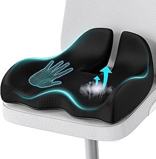 Large Memory Seat Cushion for Office Chair Pressure Relief Sciatica & Tailbone Pain Relief Memory Foam Firm Coccyx Pad for Long Sitting, for Office Chair, Gaming Chair and Car Seat, Black