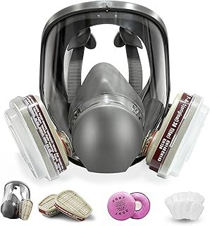 Full Face Respirator Mask, 6800 Reusable Respirator Mask with Filters, Dust Mask Anti Fog Against Organic Vapor Fumes Gases for Spray Paint Chemicals Epoxy Resin Welding Sanding