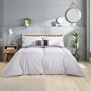 Slumberdown Coverless Duvet Double 10.5 Tog - 2-in-1 Embossed Design with Matching Pillow Cases Reversible All Year Round Quilt - Soft, Hypoallergenic, Washable, Made in the UK, Grey(200 x 200cm)