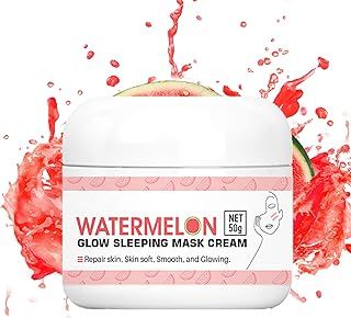Watermelon Glow Sleeping Mask Cream - Hyaluronic Acid to Repair Skin - Make Skin Soft Smooth and Glowing - Watermelon Hydrating Face Mask to Deep Hydration - Help Minimize the Appearance of Pores