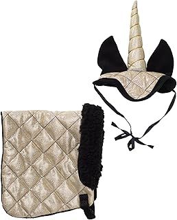Hobby Horse Magic Golden Unicorn Horse Set, Sparkling Blanket, Sparkling Horn and Stylish Hood for Hobbyhorses, Gold & Glitter