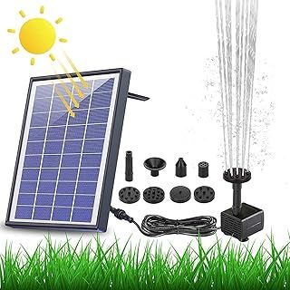 AISITIN 6.5W Solar Water Fountain, Built-in 1500 mAh Battery, Upgraded Solar Pond Pump, Water Pump, Solar Floating Fountain Pump with 6 Fountain Styles for Garden, Bird Bath, Pond and Fish Container