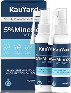 5% Minoxidil Hair Growth Spray for Women and Men: Effective Anti-Hair Loss Treatment for Regrowth, Extra Strength Scalp Solution, Thicker, Stronger, and Longer Hair - 60ml*2