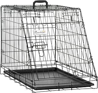 Pawhut Trapeze Collapsible Dog Pet Travel Box Cage Removable Tray 77 x 47 x 55cm