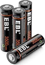 EBL 3500mWh Lithium AA Rechargeable Battery High Capacity with USB-C Cable - 4 Packs in One Storage Case