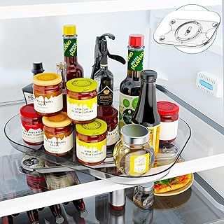GOKEDA Lazy Susan Turntable Organizer for Refrigerator, 360° Rotatable Cupboard Organiser Storage Rack, Fridge Lazy Susan Organiser for Kitchen Cabinet, Dining Table, Pantry Storage, Countertop