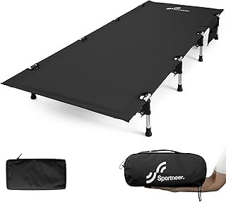 Sportneer Camping Bed 190Ă70cm, Portable Aluminum Camp Bed for Adults Support 150kg for Camping Touring Traveling Tents