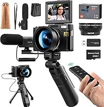 G-Anica 4k Digital Cameras for Photography, 48MP Video/Vlogging Camera for YouTube, Vlogger Kit, Content Creator Kit-Microphone & Remote Control Tripod Grip, Travel Camera with Wide-Angle & Macro len