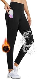 baleaf Women's Fleece Lined Leggings Water Resistant High Waisted Thermal Winter Running Hiking Sports Trousers with Pockets