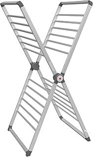 BLACK+DECKER BXAR63189GB X-Frame Folding Heated Clothes Airer, 12.5m Drying Space, Aluminium, 126 x 71 x 56.5cm