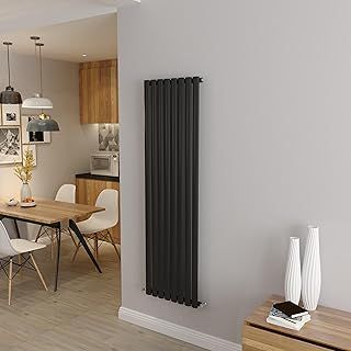 Acezanble∣Oval Column Radiator 1600x472mm Vertical Radiator Black Single Column Central Heating Radiators Modern Designer Radiators
