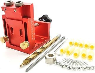 Pocket Hole Screw Jig Self Clamp Pocket Hole Jig System Drill Guide with Pocket Hole Drill Bit Screwdriver and Screws Woodworking Kit (Color : Red)