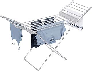 Daewoo HEA1874 Foldable Portable Heated Clothes Airer-230W, 15kg Max Load, 1.4m Cable, Low Running Costs and Folded Wings-White, Aluminium