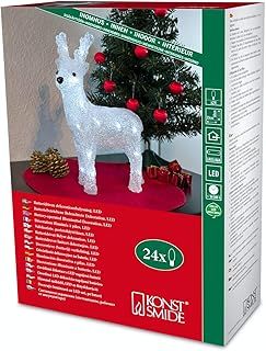 Konstsmide Light Up Reindeer : Battery : 32cm high 3D Acrylic Christmas Decoration : 24 White LEDs : 6158-203