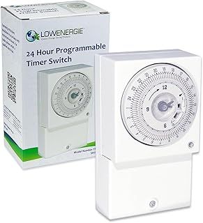 Lowenergie 24hr Mechanical Wall Timer Switch, 16A 3000 watts, for Immersion Heaters Lighting & Energy Storage Charge Control