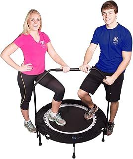MaXimus PRO Folding Rebounder Fitness Trampoline | Voted #1 Indoor Mini Exercise Trampoline For Adults With Bar | Best Home Gym for Fitness & Lose Weight | FREE Storage Bag, Resistance Bands, Awesome ONLINE & DVD Workouts!