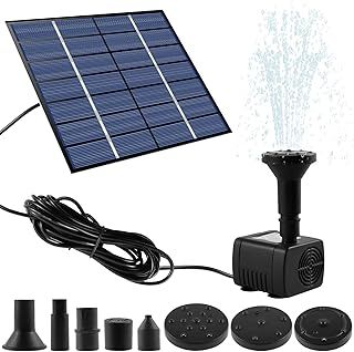 Generic Solar Fountain Pump, Decorative, Black, Plastic, Solar Powered, 12V DC, 30-39in Spray Height, 4.33in, 8 Nozzles, Bird Bath, Fish Tank, Small Pond, Garden Decor