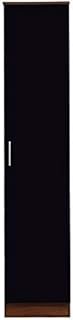 Reflect 1 Door Plain Wardrobe – High Gloss Single Door Wardrobe, Durable Melamine Finish, Modern Storage Solution with Hanging Rail & Shelves, Sleek Design for Bedroom (Black Gloss/Walnut)