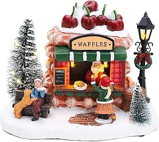 LED Light Up Christmas Village Scene - 8" / 20cm (Waffle Shop)