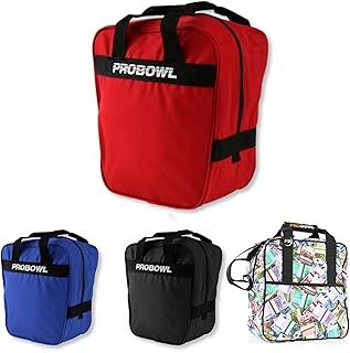 1 Ball Bowling Bag - Pro Bowl Basic Single Tote - Bowling Bag for Ball Shoes - Portable Slim - Padded Ball Plate - Lightweight Bowling Bag with Carry Handles - Bag for Men Women Children