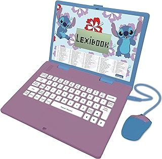Lexibook, Disney Stitch, Bilingual English/French Educational Laptop, 124 Language Activities, Writing, Maths, Logic, Music and Games, Boys and Girls, Purple / blue, JC598Di1