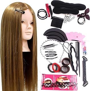 Neverland Beauty 24 inch 60% Real Human Hair Training Head Hairdressing Cosmetology Mannequin Head With Makeup Function + Braid Set