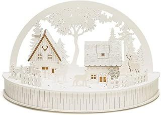Konstsmide Christmas Lights Silhouette Motif Arch Village with Reindeers - Battery Operated: 2xAA (Excl.) - Christmas Scene Warm White Diodes