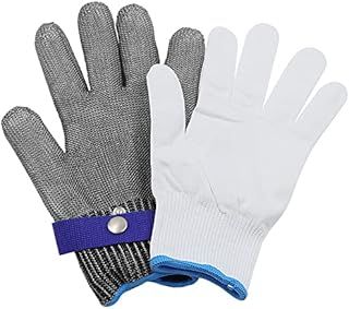 Cut Resistant Metal Mesh Glove, Stainless Steel, for Meat Cutting Chainsaw Work (Silver Gray)