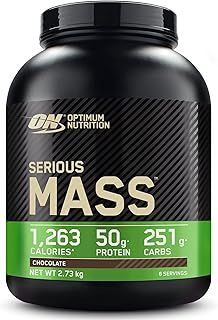 Optimum Nutrition Serious Mass Protein Powder High Calorie Mass Gainer with Vitamins, Creatine and Glutamine, Chocolate, 8 Servings, 2.73 kg, Packaging May Vary