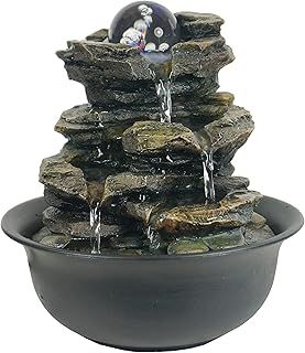Heart of Nature Indoor Water Fountain with LED Light AND Colour Changing Spinning Ball USB Included
