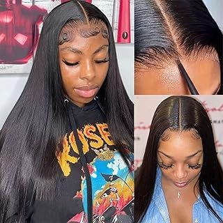 PERISMODA 24 inch 13x4 HD Lace Front Wigs Human Hair Straight Wave Lace Front Wigs Brazilian Human Hair Wigs for Women Pre Plucked with Baby Hair 180 Density