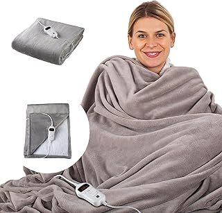 Sensio Home Luxury Heated Throw Fast Heat Up Electric Blanket, Warm Cosy Flannel Fleece, 10 Heat Settings, Timer and Overheat Protection, Machine Washable, Digital Remote, Grey