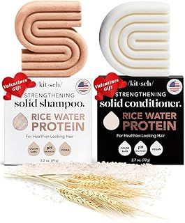 Kitsch Shampoo Bar & Conditioner Set with Rice Water – Solid Bar Shampoo and Conditioner Bars for Hair Care, Rice Water Conditioner bar for Hair Thickening, Strengthening, Paraben-Free, 2pcs