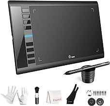 Drawing Tablet, UGEE M708 Graphics Drawing Tablet V3 with 10 * 6 inch, 8192 Level Pressure Battery Free Pen Stylus, 8 Hot Keys Compatible with Windows PC Macbook Chromebook Linux for Digital Drawing