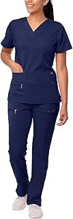 Adar Pro Breakthrough Plus Scrub Set for Women - Enhanced V-Neck Top & Multi Pocket Pants