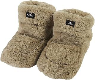 Warmies Microwavable Boots, Heatable Ladies Slipper Boots with French Dried Lavender, Soothing Warmth and Comfort, Latte Colour, One Size