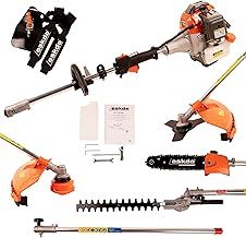 5-In-1 Garden Multi Tool - 52cc 2 Stroke Petrol Strimmer Pull Start, Brush Cutter, Hedge Trimmer, Chainsaw and Extension Pole with Harness and Tool Kit | Long Reach Gardening Multitool | eSkde