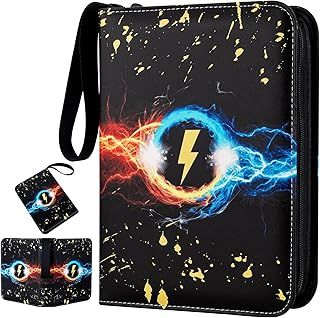 Card Binder for Pokemon 4-Pocket, Card Holder with 440 Pockets, Waterproof Trading Card Binder, PU Leather Card Folder Book