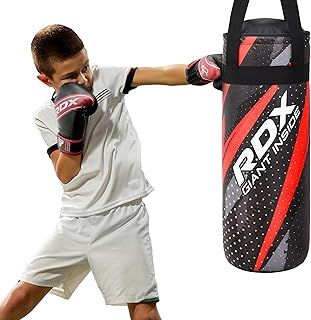 RDX Kids Punch Bag with Gloves, Junior 2FT Filled Hanging Set, Maya Hide Leather, MMA Muay Thai Punching Kickboxing Taekwondo Karate Training Grappling Workout Fitness, Youth Children, Boys Girls Gift