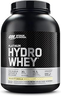 Optimum Nutrition Platinum Hydro Whey, Hydrolysed Whey Protein Isolate Powder with Essential Amino Acids, Glutamine and BCAA, Vanilla Bean Flavour, 40 Servings, 1.6 kg