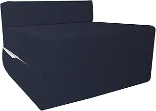 iStyle Mode Fold Out Guest Chair Z Bed Futon Sofa Comfortable Supreme Quality Foam for Adult and Kids Lounger Mattress (Navy)