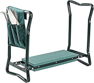 Crystals Garden Kneeler Seat - Portable Folding Garden Kneeler Stool with Handles, Foam Padded Seat, Heavy Duty Multi-Use 3-in-1 Garden Kneeler with Tool Bag for Gardening, Outdoor Use