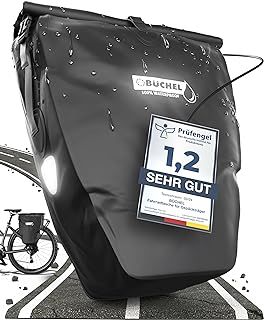 Büchel 100% Waterproof Bicycle Pannier Rack Bag with Shoulder Strap and Carry Handle