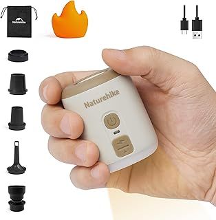 Naturehike Wind-Mini 1600 mAh USB-C Rechargeable Battery Mini Camping Electric Air Pump With Light and 6 Air Nozzles