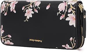 Pomelo Best Womens Purse Large Embossed Flower Zip Wallet with Wrist Strap and RFID Blocker