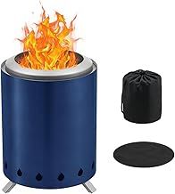 BRIAN & DANY Solo Fire Pit with Stand, Smokeless Firepit for Outside, Stainless Steel Personal Stove Bonfire Fueled by Pellets or Wood, Birthday Gifts, Housewarming Gift - 5.9in x 8.2in,Blue