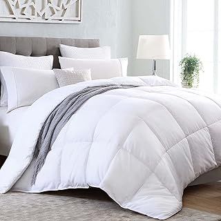 Kingsley trend King Comforter Duvet Insert - All Season Quilted Ultra Soft Breathable Down Alternative, Box Stitch White Comforter with Corner Tabs, 104x92