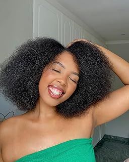 Human Hair Wigs For Black Women Afro Kinky Curly Wigs 100% Human Hair Wigs Glueless None Lace Wigs Afro Hair Wigs 180% Density 14 Inch Natual Black Color