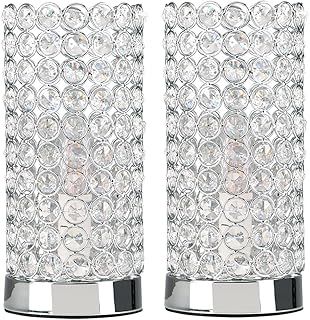 MiniSun | Modern Polished Chrome and Clear K9 Crystal Jewel Touch Table Lamps | Table Lamps, Home Décor & Improvement Essential | Set of 2