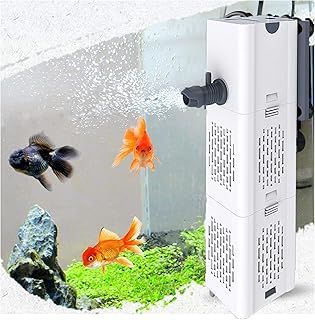 Quiet Fish Tank Filter 4-in-1 Internal Aquarium Filter,500L/H Submersible Water Pump Oxygen Aeration Wave Maker Water Change for Betta, Turtle, Pond Fish, Garden (6W 500L/H)